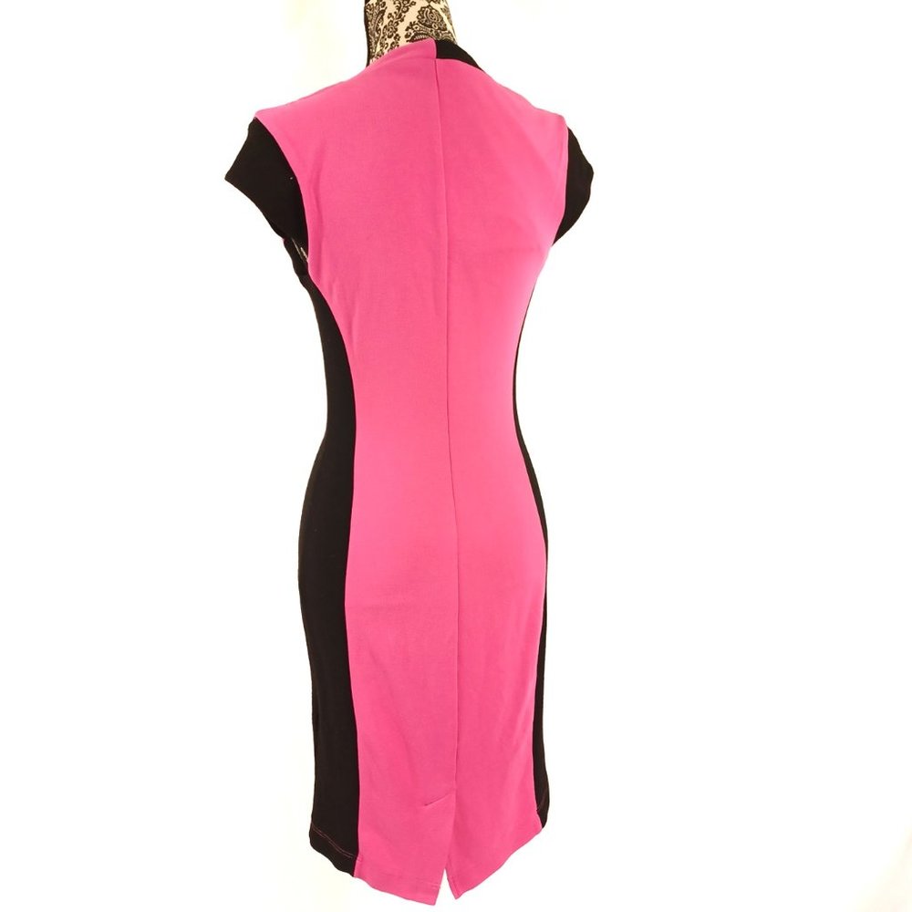 VENUS Dress SS Pink & Black Stretch Jersey Bodycon 8 - Picture 4 of 4